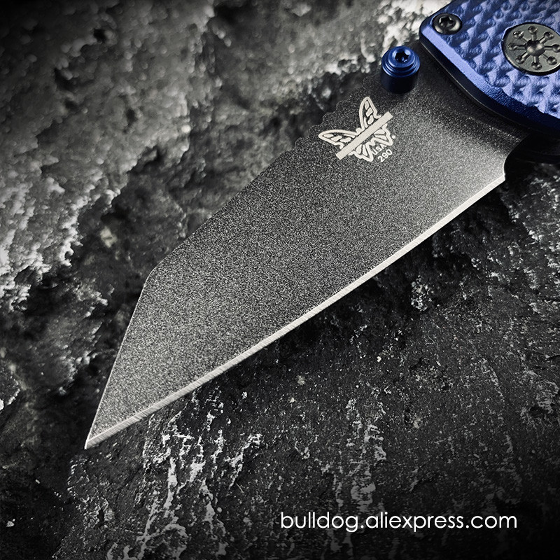 BM Knives FULL IMMUNITY CRATER BLUE ALUMINUM 290 CPM-M4 Folding Blade Knife EDC Self Defense Mini Po