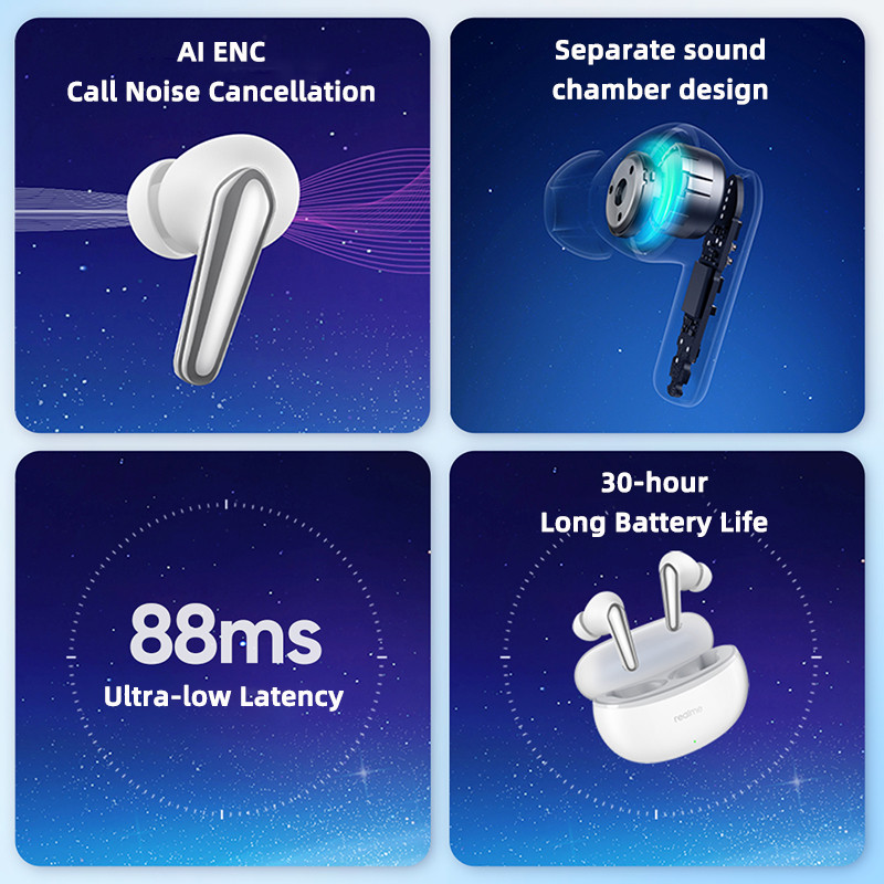 Original Realme Buds Air 3 Neo  AI ENC Call Noise Reduction Earphone Bluetooth 5.2 IPX5 Waterproof 3
