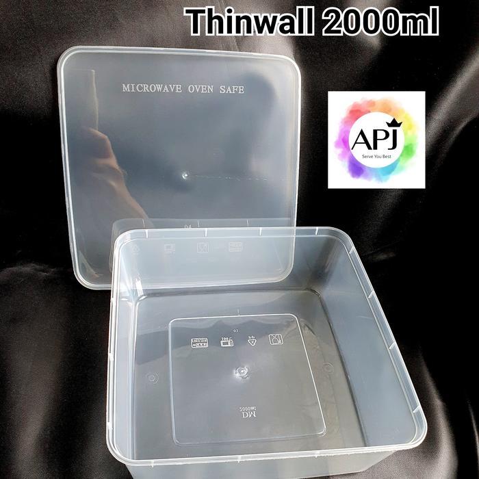 Thinwall Square 2000ml / Kotak Makan Plastik 2000ml / Kotak Plastik Ju