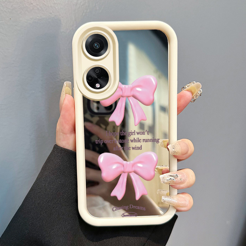 Casing Hp Untuk OPPO A98 5G OPPO F23 5G OPPO A1 5G Case Pink bow 3D Tiga Dimensi Cesing Mirror Kasin