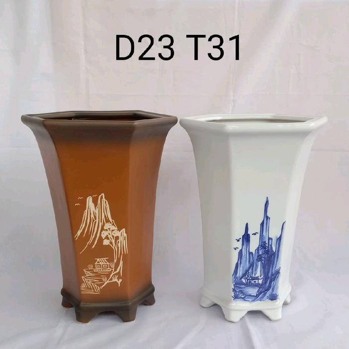 pot keramik tinggi untuk bonsai gantung