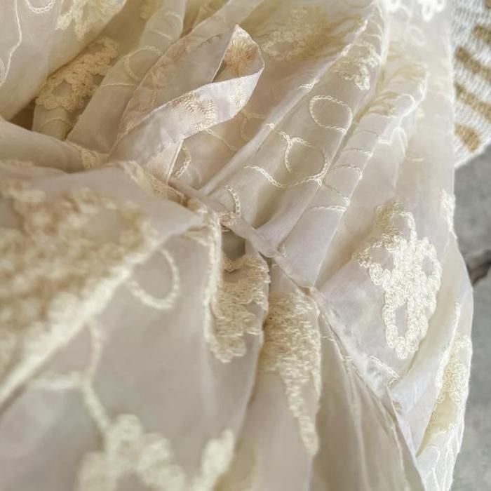 Joley Cloth - Artha Gamis Mewah Tancel Bordir Full Furing Dress Ivory Outfit Raya Kondangan Baju