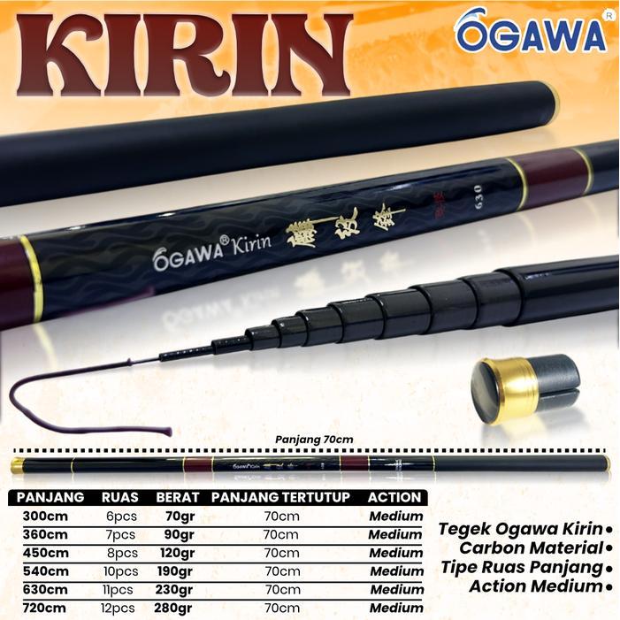 Joran Pancing Tegek Ogawa Kirin 360 450 540 Carbon