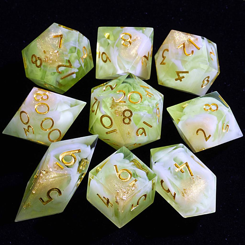 9 Polyhedral Set DD Dice Golden Pastoral