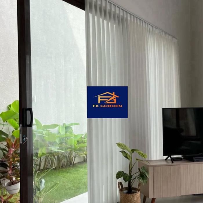 Vitrase hordeng kain dalaman gorden Putih polos