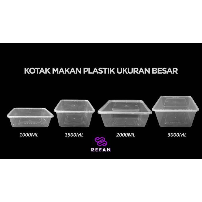 Thebest- KOTAK MAKAN PERSEGI 2000ML - BOX THINWALL FOOD CONTAINER 2000ML