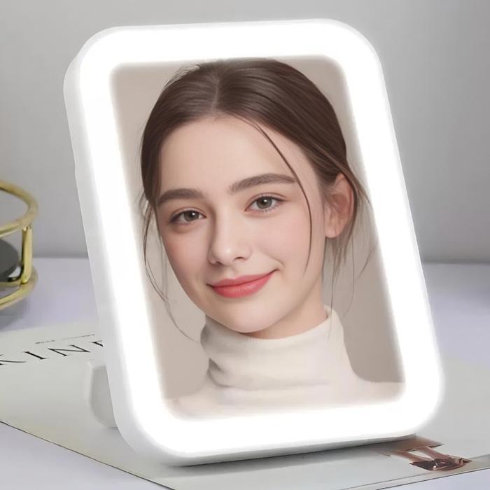 Cermin Led / Cermin Lampu Led / Cermin Make Up Meja Dengan Lampu Led Tombol Touch Screen Charge Usb