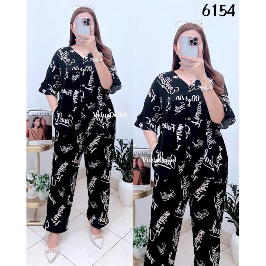 VIDYA - Setelan Michy 6154 One Set Motif Kancing Aktif Busui Friendly Set Wainta Kekinian