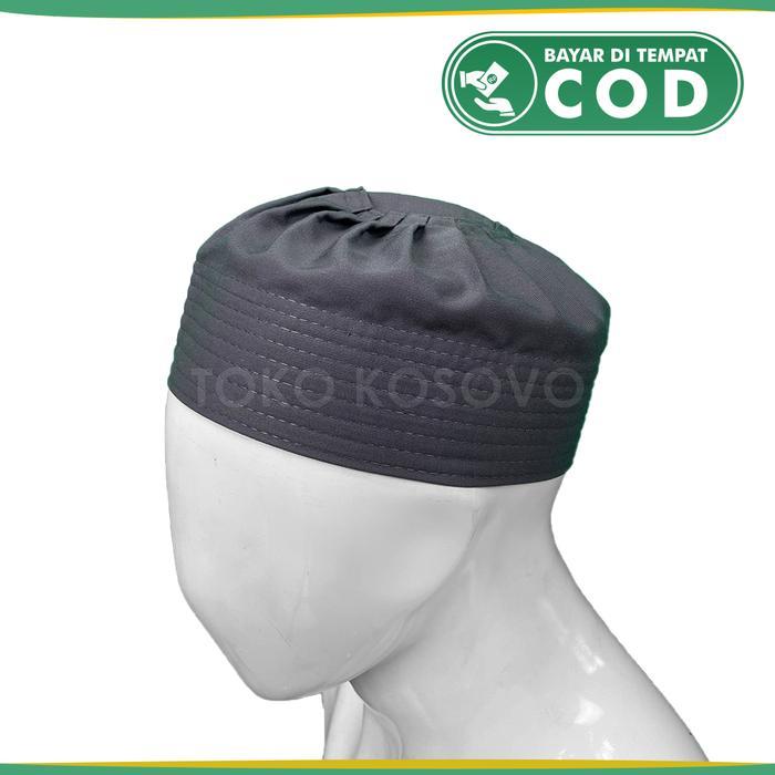 Peci Kopiah Ijazi Katun Polos Hijau Hitam Putih Abu Maroon Kopiah Sholat Santri Pria Dewasa Anak