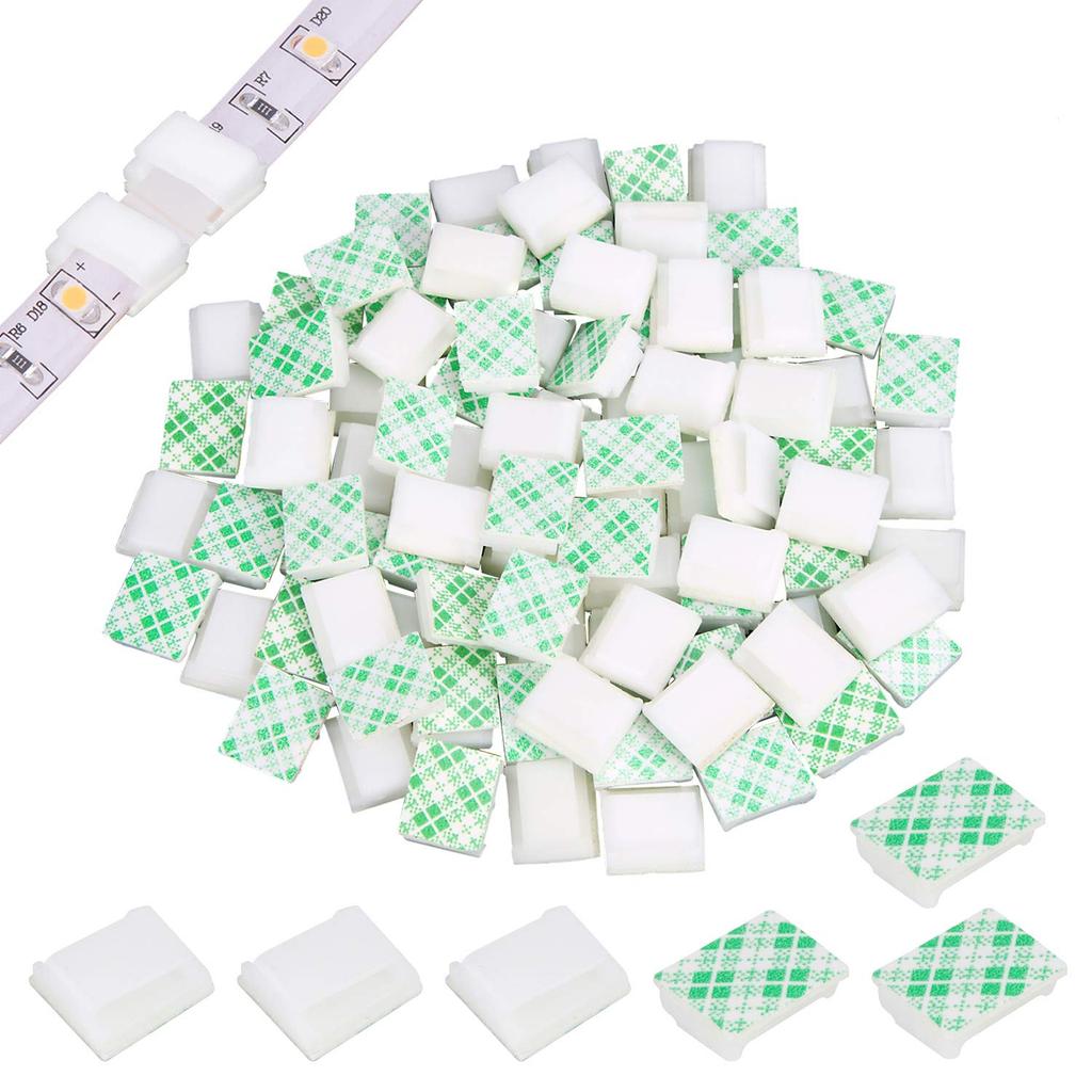 LED Strip Light Mounting Clips Connector Self-Adhesive Tape Strip Brackets Holder 100PCS For 8mm