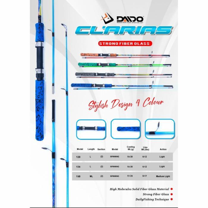 joran pancing fiber solid daido clarias 120 135 150 cm clairas