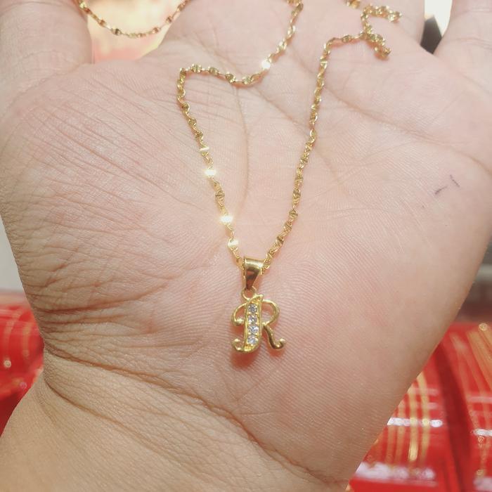 Kalung + Liontin Huruf Emas asli kadar 375