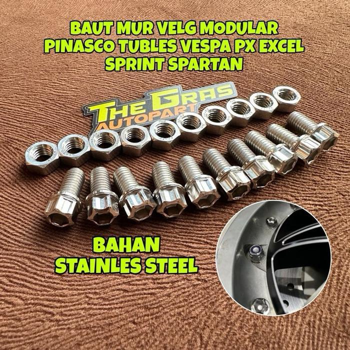 Baut Mur Velg Pelek Velk Modular Pinasco Tubeles Vespa Px Excel Sprint Spartan Ring 10 Ring 8