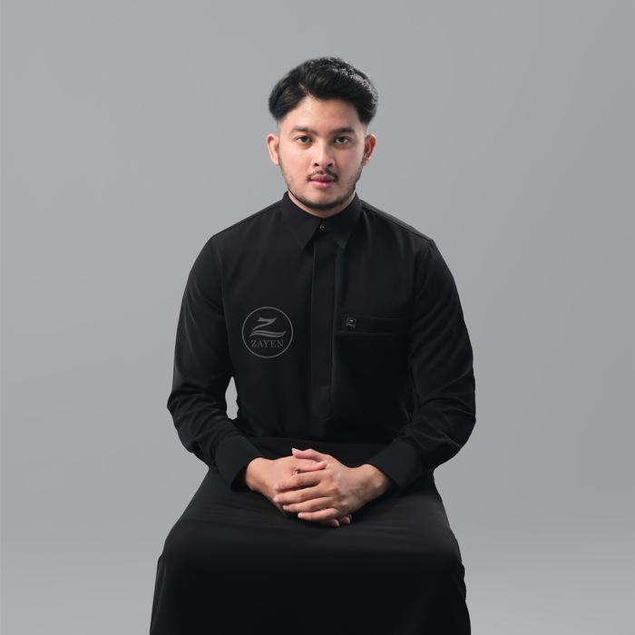 Jubah Slimfit pria Gamis Pria Slimfit jubah zayen hitam kerah daun kerah kemeja jubah pria muslim