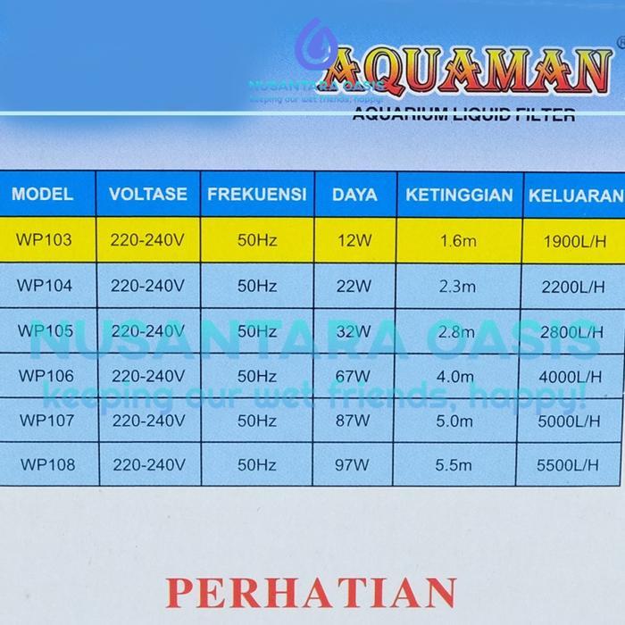 POMPA AQUARIUM CELUP WATER PUMP AQUAMAN WP 104 WP-104 LOW WATT