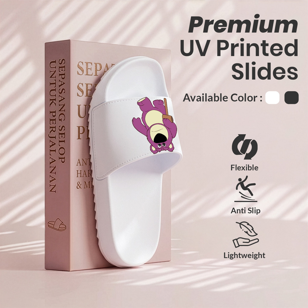 Sandal Sendal Wanita Kartun Beruang Lotso Kartun Fleksibel Premium Desain Lucu & Trendy Lentur Kekin