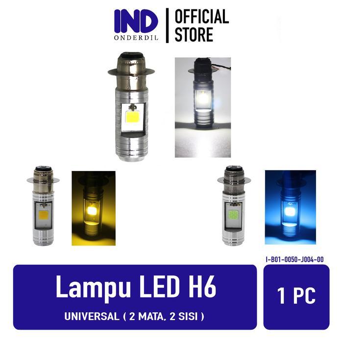 Lampu LED Depan H6 2 Mata 2 Sisi Warna Putih Kuning Ice Blue Universal Motor Bebek & Matic DLL