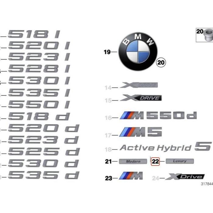 Original BMW F10 F11 LCI Luxury Line Badge Emblem Fender Samping