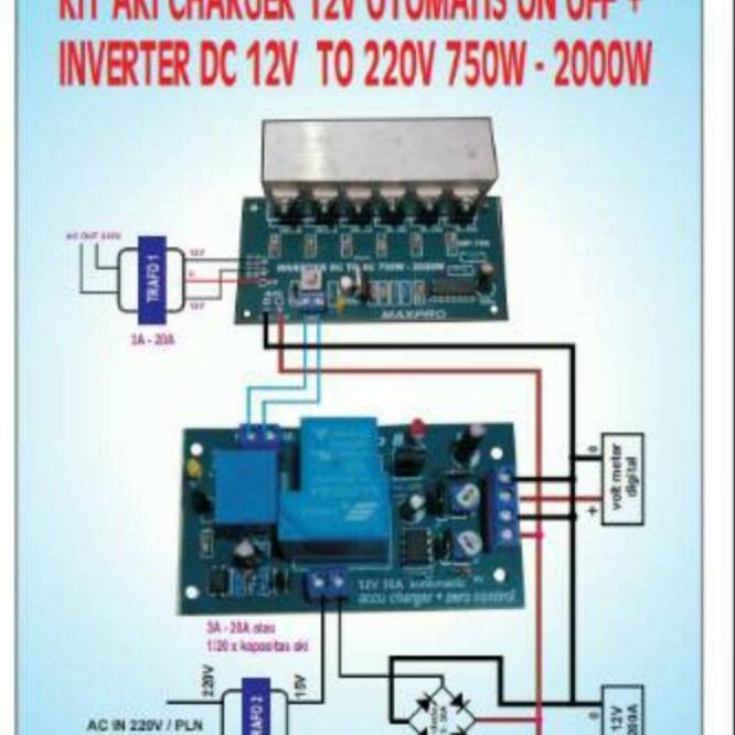 MUDUL UPS KIT AKI CHARGER 12V DAN KIT INVERTER DC TO AC 220V 2000WATT