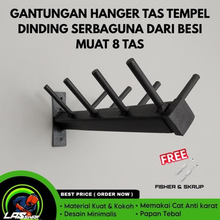 Gantungan Hanger Tas Tempel Dinding Serbaguna dari Besi