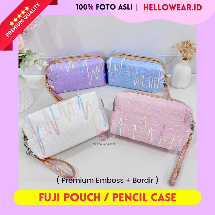 MOMIU - FUJI Makeup Pouch Tas Kosmetik Bordir Mini Travel bag Serbaguna Aesthetic Korea Pensil Case