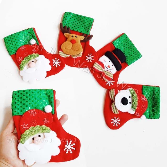 [] Hiasan Natal Kaos Kaki Dekorasi Aksesoris Christmas Untuk Hiasan Dinding Rumah Pintu Pohon Natal