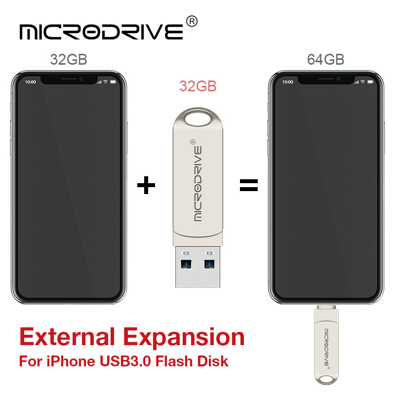 Usb 3.0 Flash Drive for iPhone otg 2 in 1 32GB/64GB/128GB/256GB/512GB usb3.0 Pendrive for