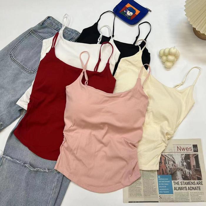 Glamonshop Br474 Tanktop Bra With Cup Singlet Polos Atasan Wanita Top Katun Cewek Panjang Pasti