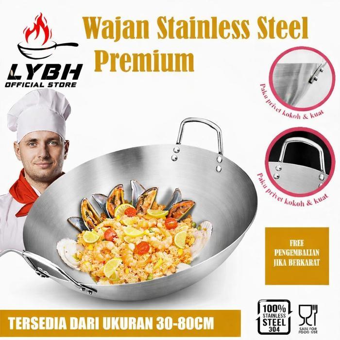 Cypluz - Wajan Wajan Penggorengan Tebal Semua Stainless Steel/Wajan Anti Lengket Stainless Steel 304