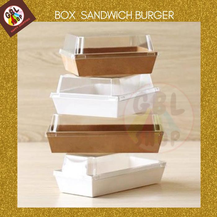 Kotak Kue Mika Kertas Kraft 9x9 Box Burger Sandwich Donat Coklat Dan Putih (10pcs)
