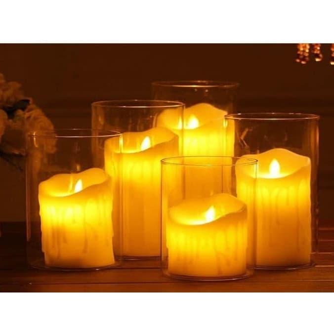 Lilin LED Elektrik Meleleh Efek Sumbu Goyang Lampu Ukuran Small 7.8Cm