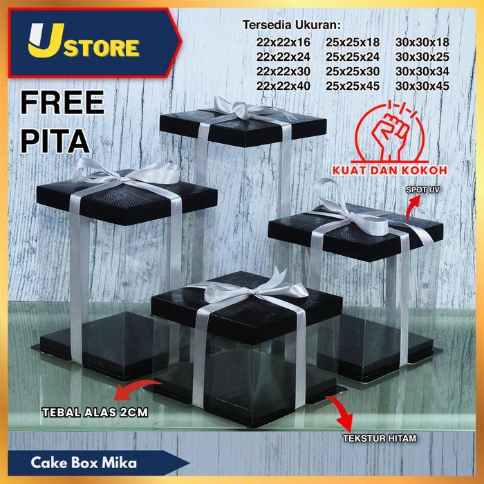 Cake Box Mika Dus Kue Kotak Kue Transparant 30X30 Cm Kotak Kado Gift Box Kotak Hantaran Mika Pet