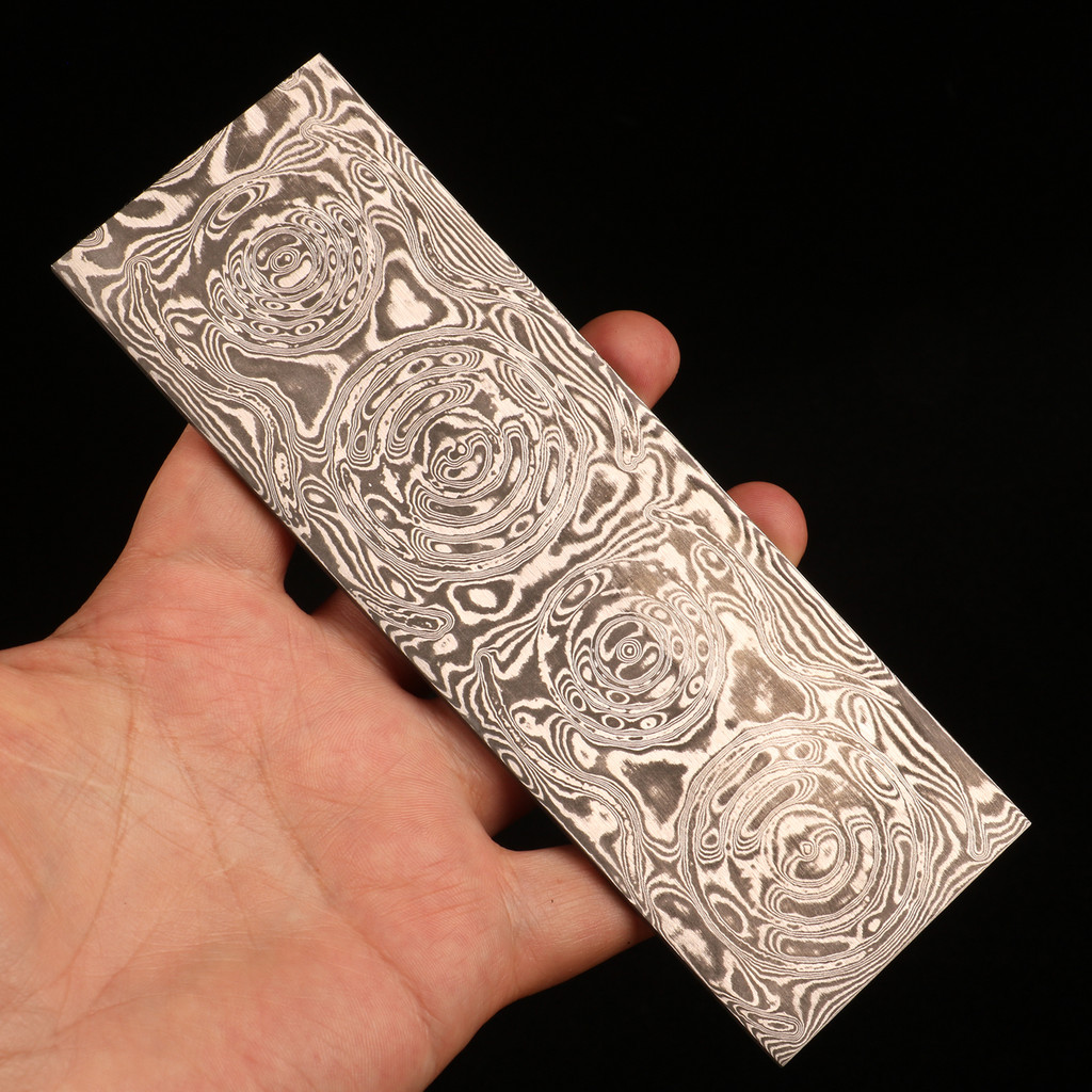1Piece damascus steel blank Grosse Rose pattern knife blade steel knife making steel bar knife DIY