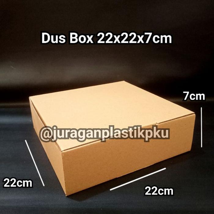 Dus Box 22x22x7 cm Tebal Kotak Kemasan Hampers Kue Aksesoris Kraft Coklat 22x22