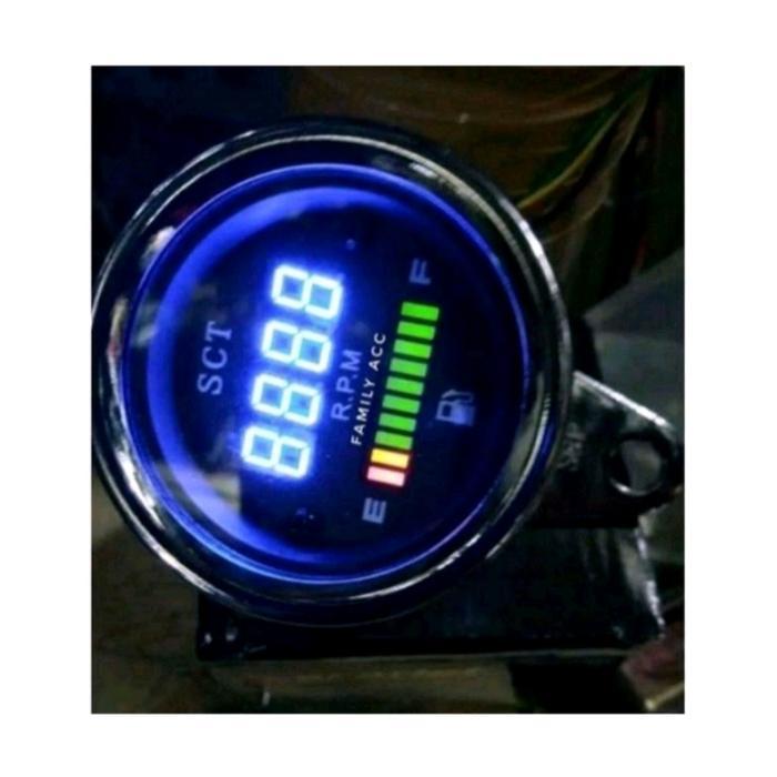 Speedometer Fuel Meter 2In1 Digital Rpm Plus Amper Bensin Led Universal Motor/Mobil Dill