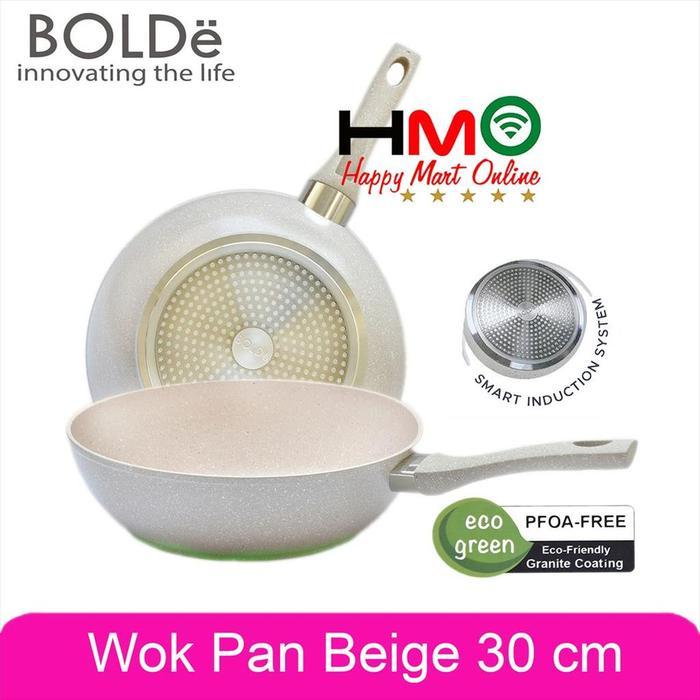 Bolde Super Pan Wok 30CM Beige Granite Coating Pannci Wajan Keramik Anti Lengket Granit Bolde