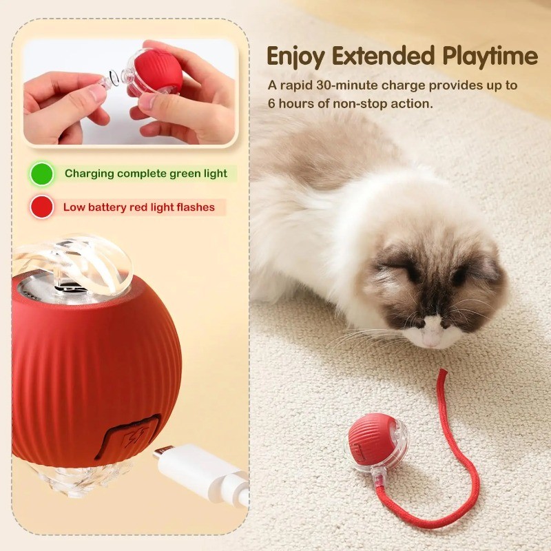 Interactive Dog Toys Rechargeable Pet Interactive Toys Electric Cats Ball Automatic Rolling Fake