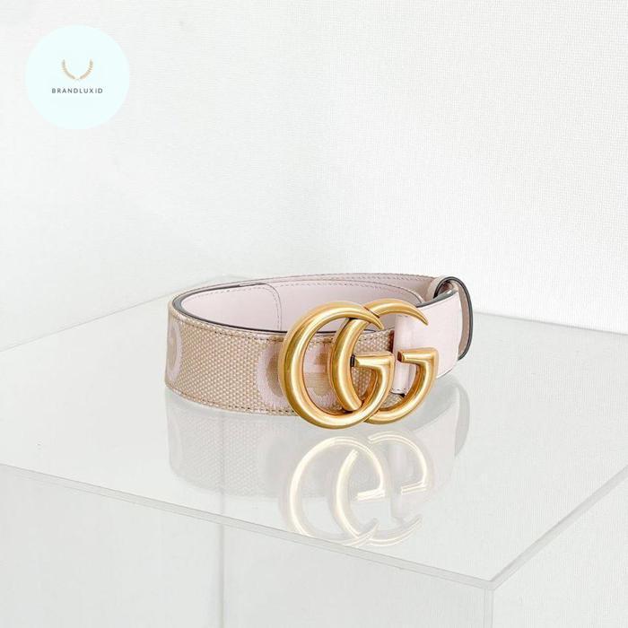 ASLI Gucci Marmont Jumbo GG Pattern Belt Beige/Pink READY STOCK
