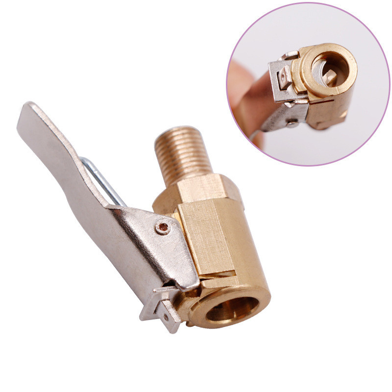 Canggih Baru Ban Mobil Udara Chuck Pompa Inflator Katup Konektor Adaptor Clip-On Mobil Kuningan 8Mm 