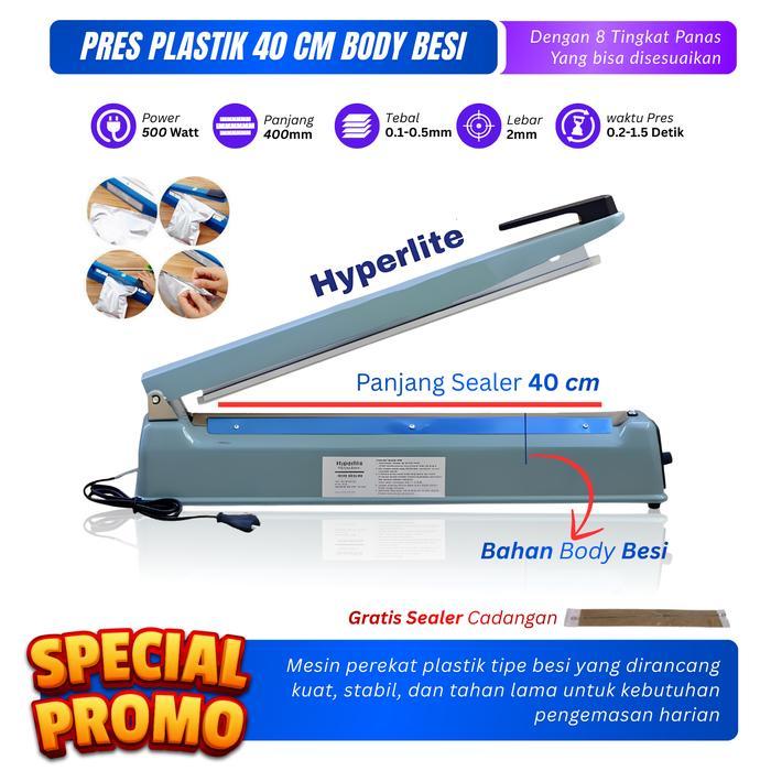 PRES PLASTIK 40 CM IMPULSE SEALER HYPERLITE BODY BESI 400mm IRON SEALER MESIN PRES KEMASAN PLASTIK