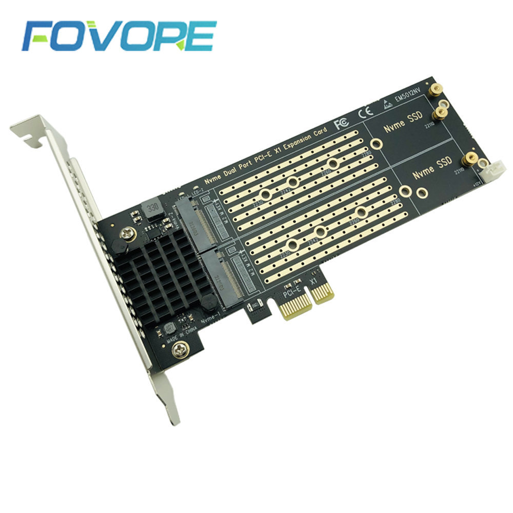PCIe to M.2 NVMe adapter card Dual NVMe SSD support with PCIe X1 expansion card