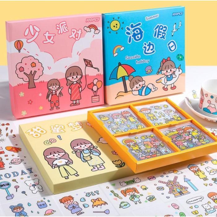 Stiker Aesthetic DIY / Stiker Buku Tumblr HP 1 box isi 100 lembar