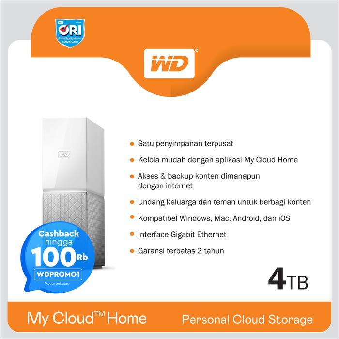 WD My Cloud Home 4TB / Harddisk Eksternal Personal Cloud Storage