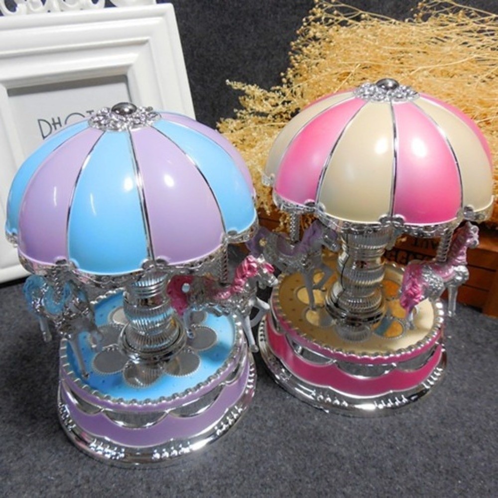 Fantasy Exquisite Carousel Music Box Cartoon Luminous Carousel Ornaments Plastic Gifts Horse Music