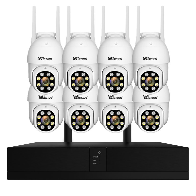 Wistino 8CH CCTV WIFI Kit Camera Set Two Way Audio Motion Detection 360 Degree Colorful Night Vision