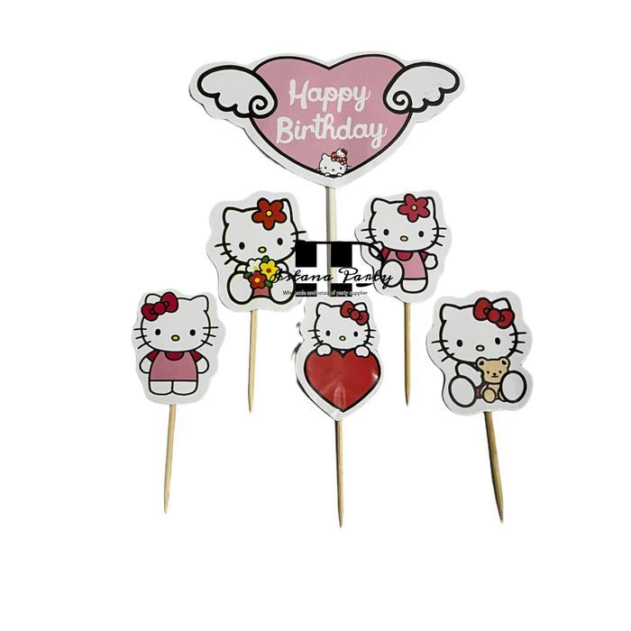 cake topper happy birthday / cake topper hello kitty / hiasan kue