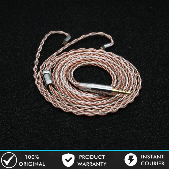 XINHS 8 Core Pure Silver Single Crystal Copper Mixed Braided Kabel Earphone Upgrade Cable IVIPQ