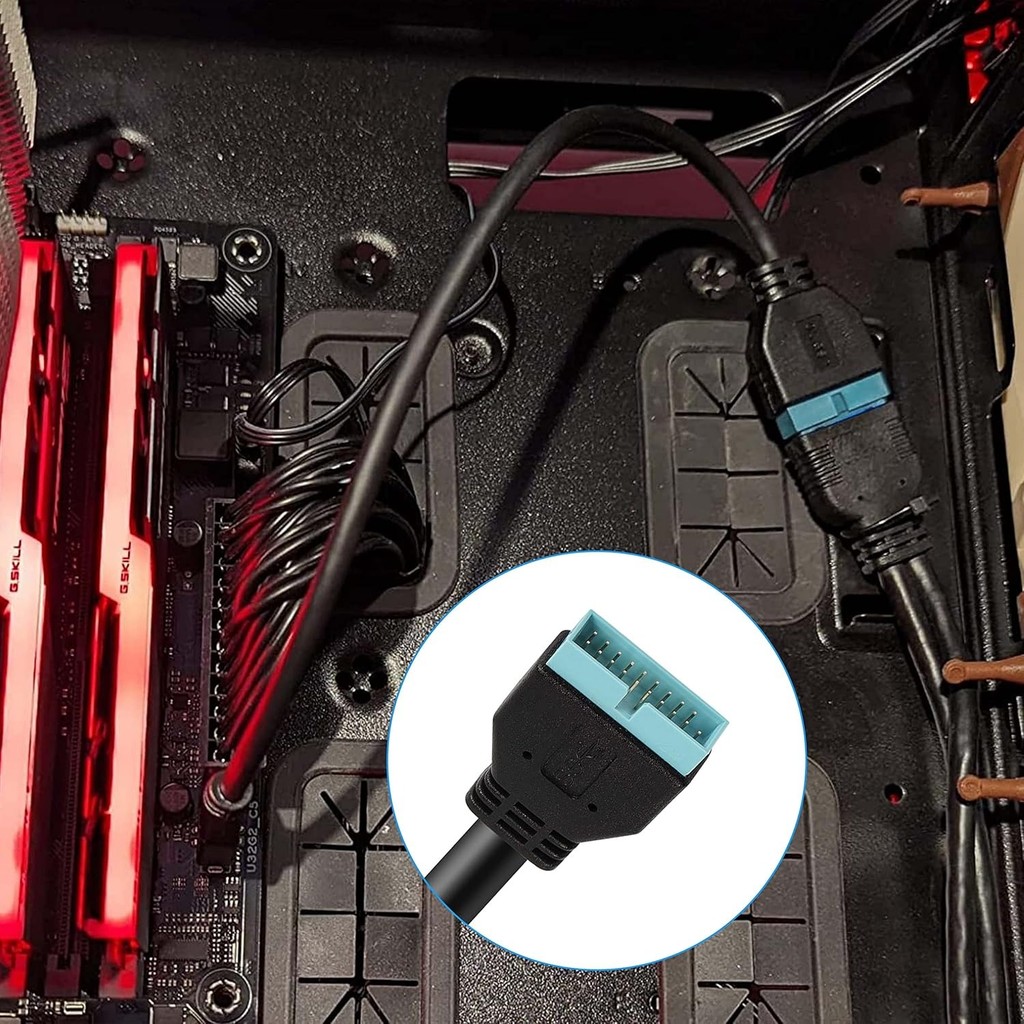 USB 3.1 Type E Front Panel Header to USB 3.0 19-Pin Motherboard Extension Cable Adapter Compatible