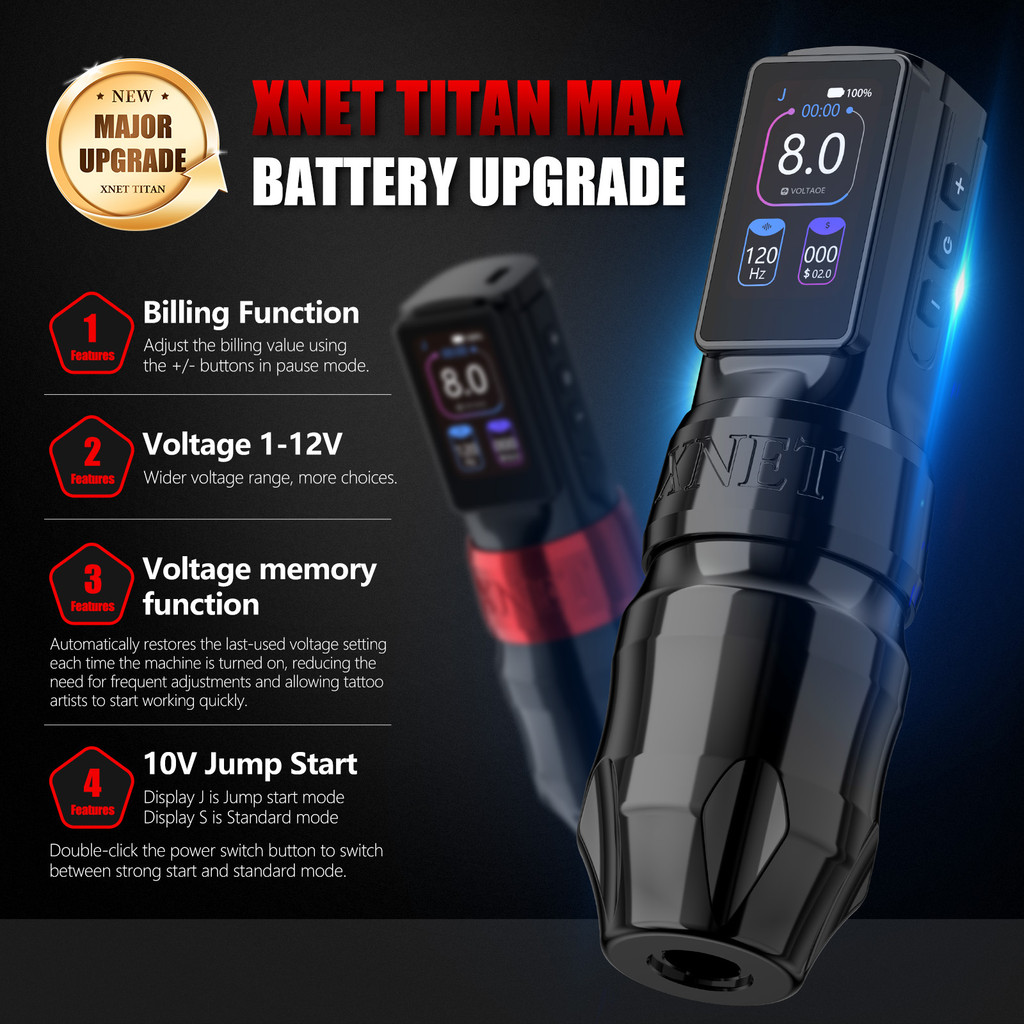 Xnet Titan Max Wireless Tattoo Machine Rotary Pen Coreless Motor 2400m Multi-Function Touchscreen
