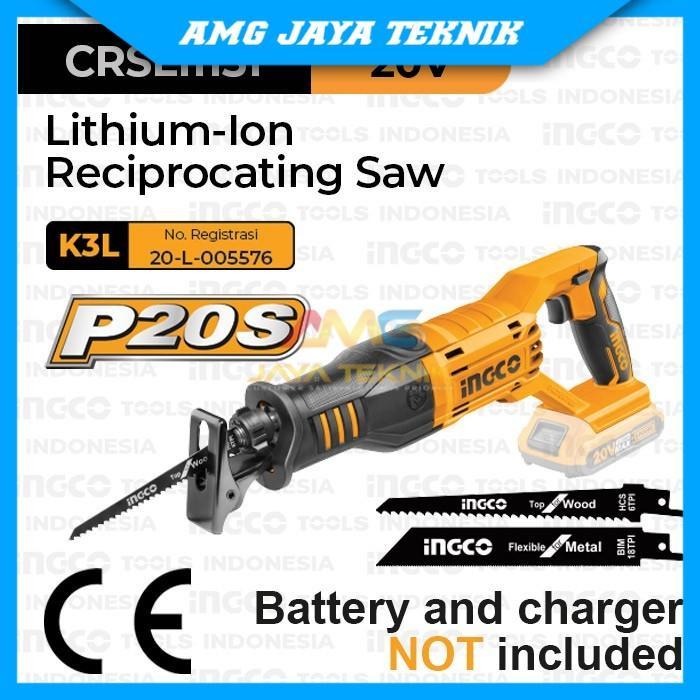 Mesin Gergaji Sabre Runcing Cordless Reciprocating Saw INGCO ORIGINAL